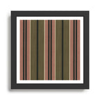 linen stripes (olive green and pink) Framed Art Print Gallery Image 1