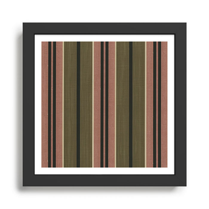 linen stripes (olive green and pink) Framed Art Print Gallery Image 1