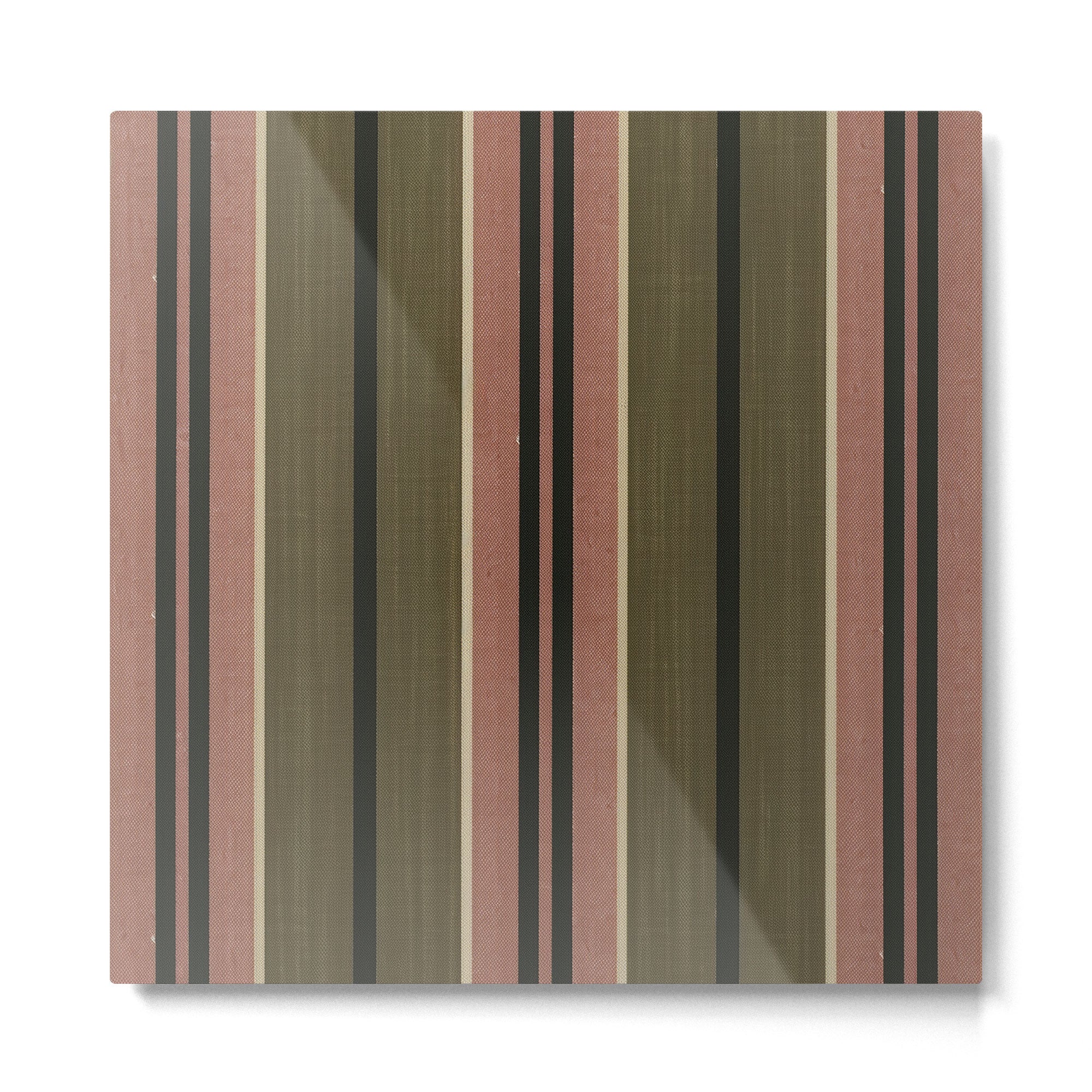 linen stripes (olive green and pink) Metal Print Gallery Image 2
