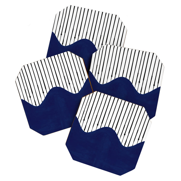 Lines and Wave (Blue) Coaster Gallery Image 1
