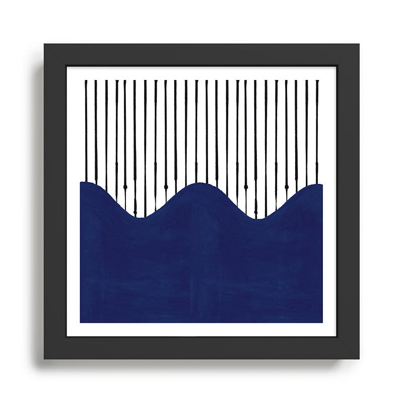 Lines and Wave (Blue) Framed Art Print Gallery Image 1