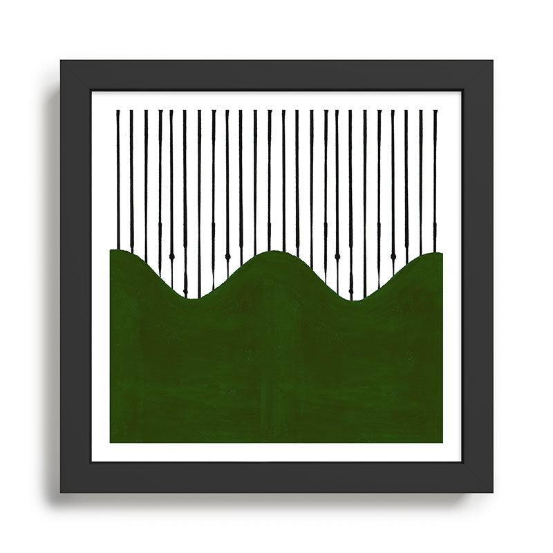 lines and wave (green) Framed Art Print Gallery Image 1