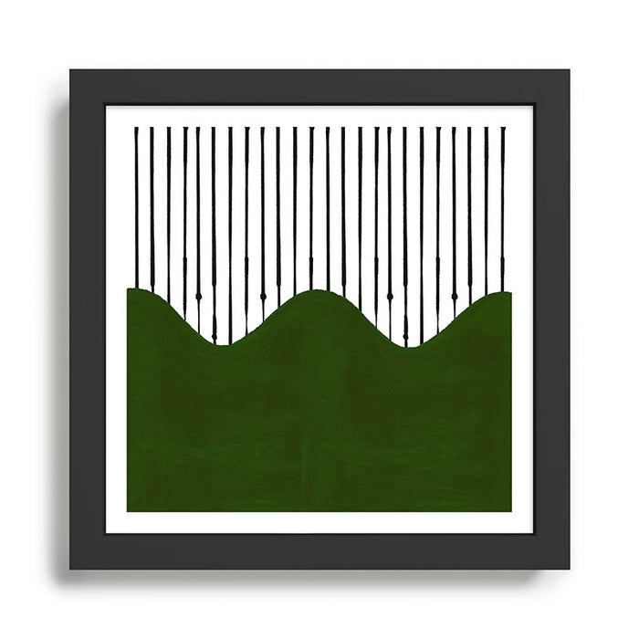lines and wave (green) Framed Art Print Gallery Image 1