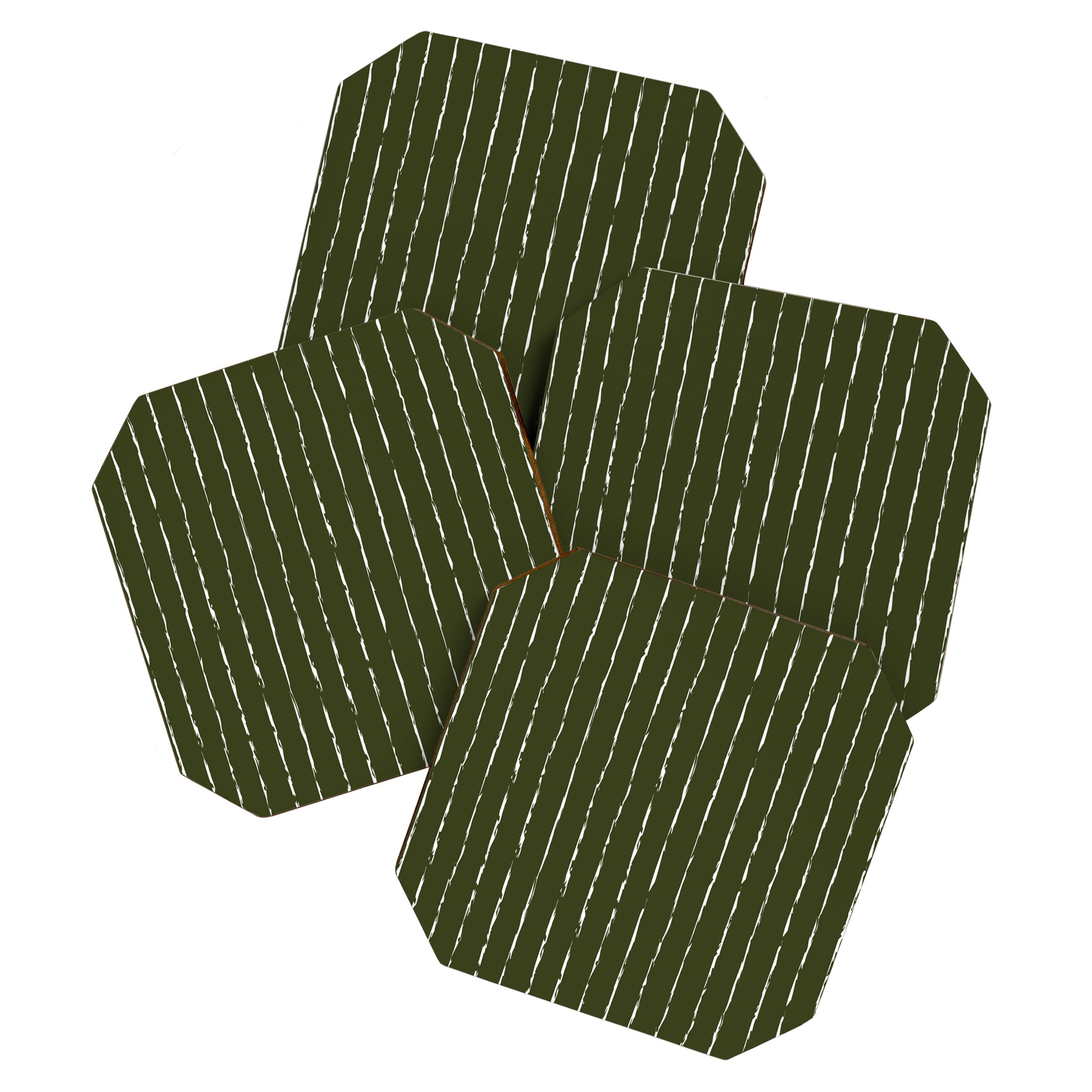 Lines II (Olive Green) Coaster Gallery Image 1
