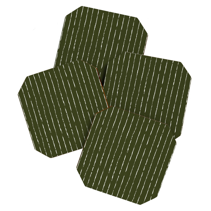 Lines II (Olive Green) Coaster Gallery Image 1
