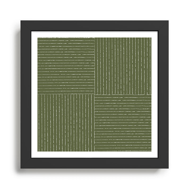 Lines III (Moss Green) Framed Art Print Gallery Image 1