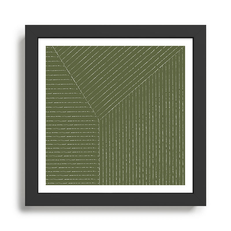 Lines (Moss Green) Framed Art Print Gallery Image 1