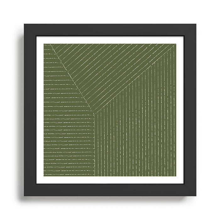 Lines (Moss Green) Framed Art Print Gallery Image 1