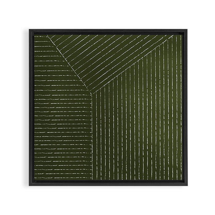 Lines (Olive Green) Framed Canvas Print Gallery Image 1