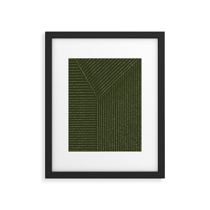 Lines (Olive Green) Framed Art Print Gallery Image 1