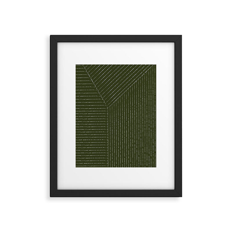 Lines (Olive Green) Framed Art Print Gallery Image 4