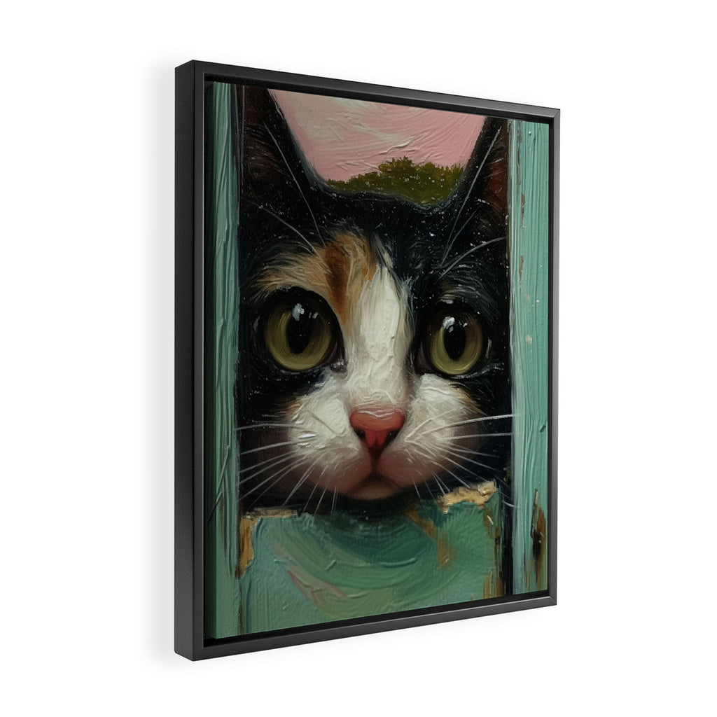 Peeping Framed Canvas Print Gallery Image 2