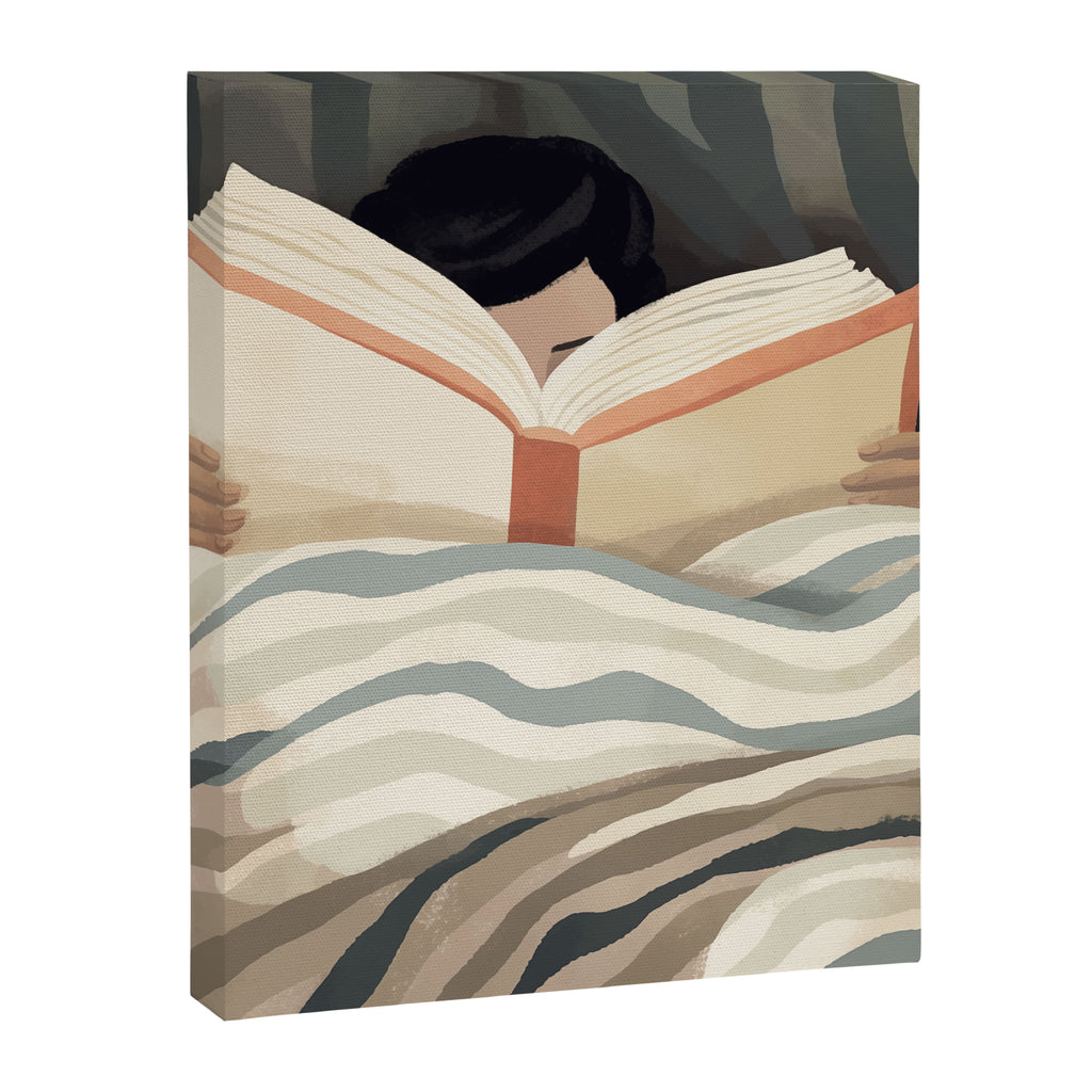 Reading girl in bed Canvas Print Gallery Image 6