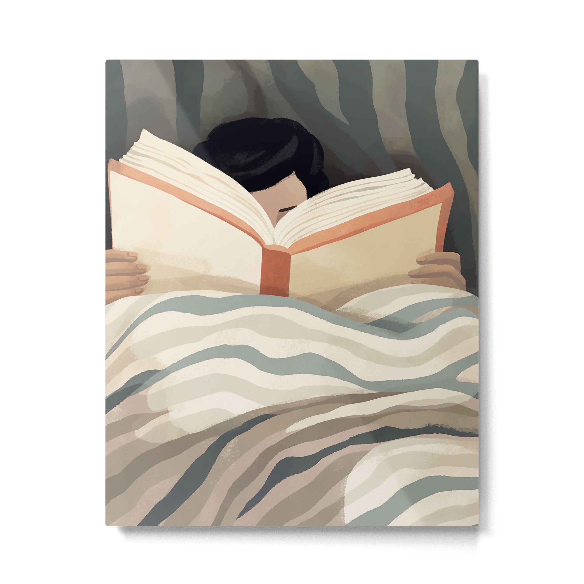 Reading girl in bed Metal Print Gallery Image 4
