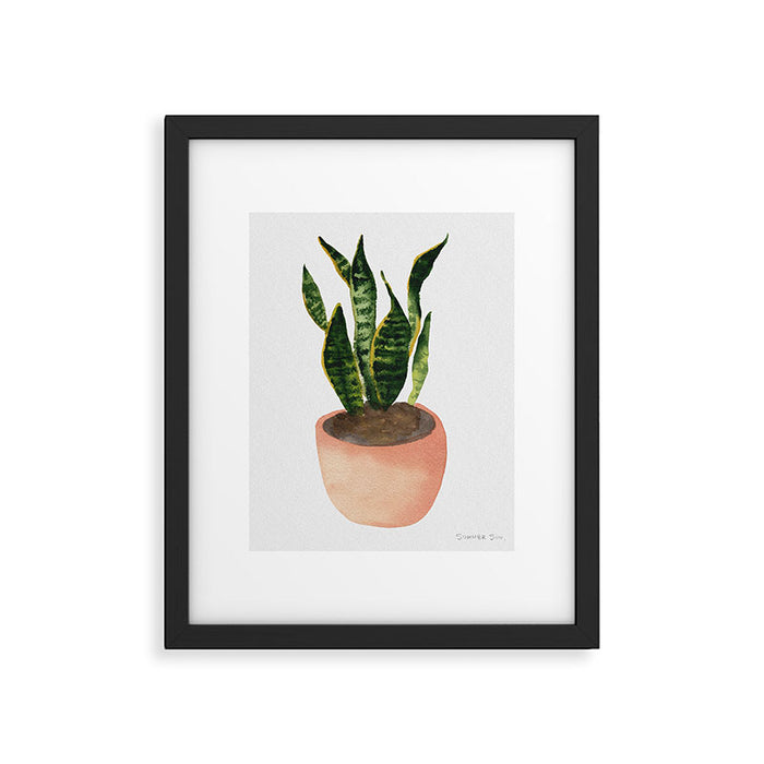 Snake plant watercolor painting Framed Art Print Gallery Image 1