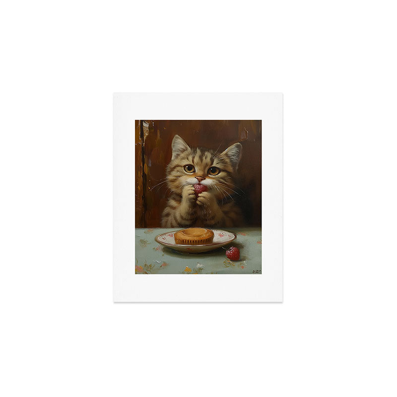 Strawberry Tart Cat Art Print Gallery Image 1