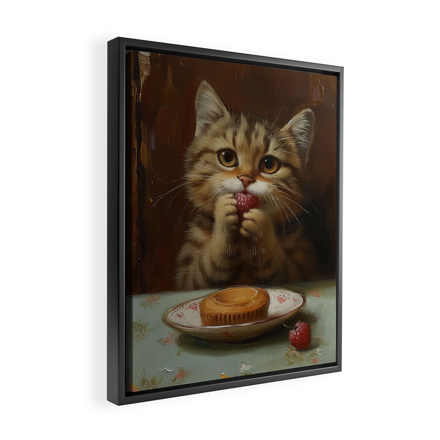 Strawberry Tart Cat Framed Canvas Print Gallery Image 2