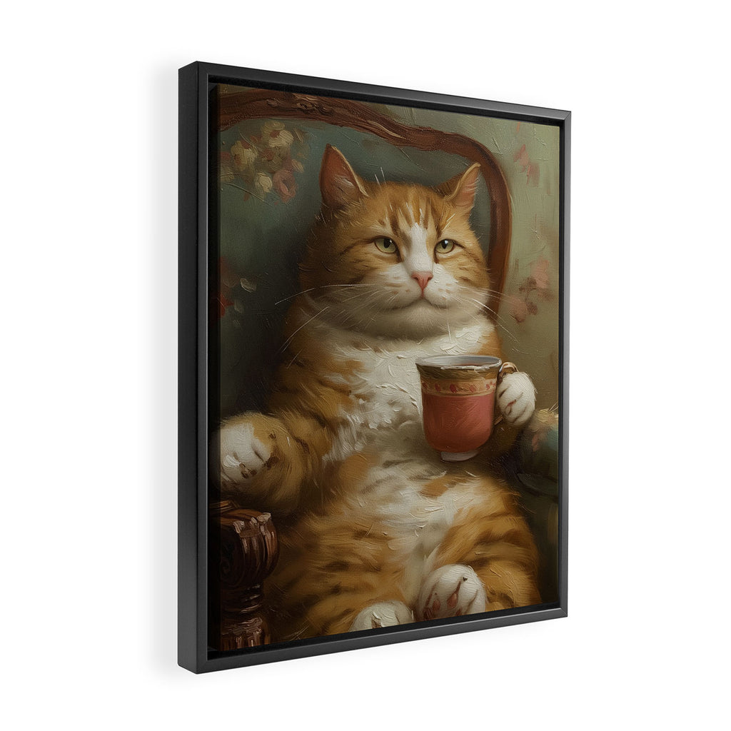 Tea Time Cat I Framed Canvas Print Gallery Image 2
