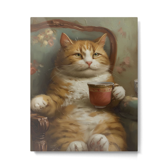 Tea Time Cat I Metal Print Gallery Image 1