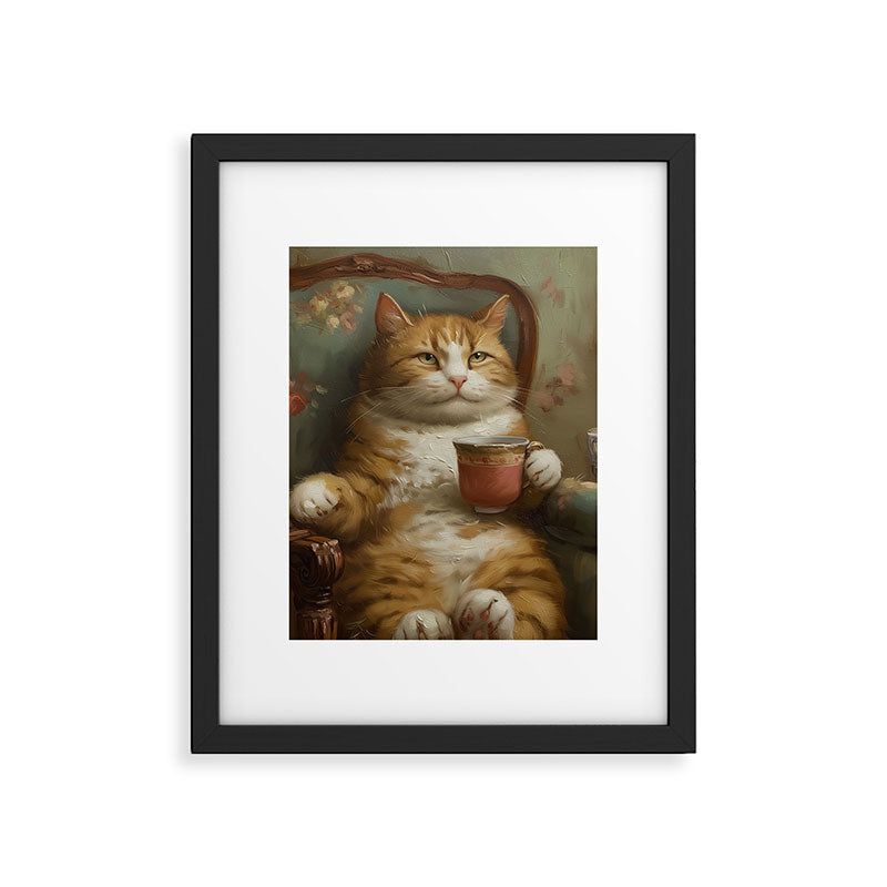 Tea Time Cat I Framed Art Print Gallery Image 5