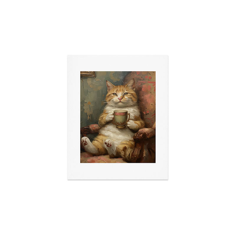 Tea Time Cat II Art Print Gallery Image 1