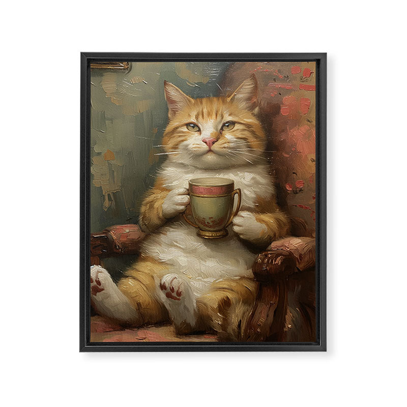 Tea Time Cat II Framed Canvas Print Gallery Image 6