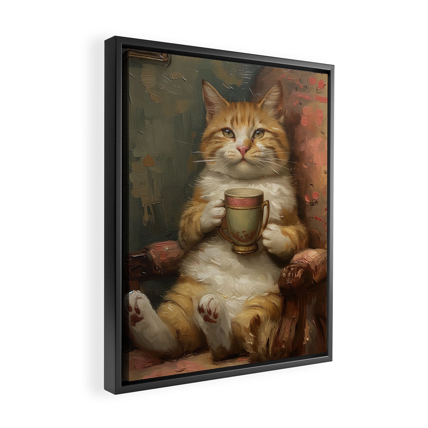 Tea Time Cat II Framed Canvas Print Gallery Image 2