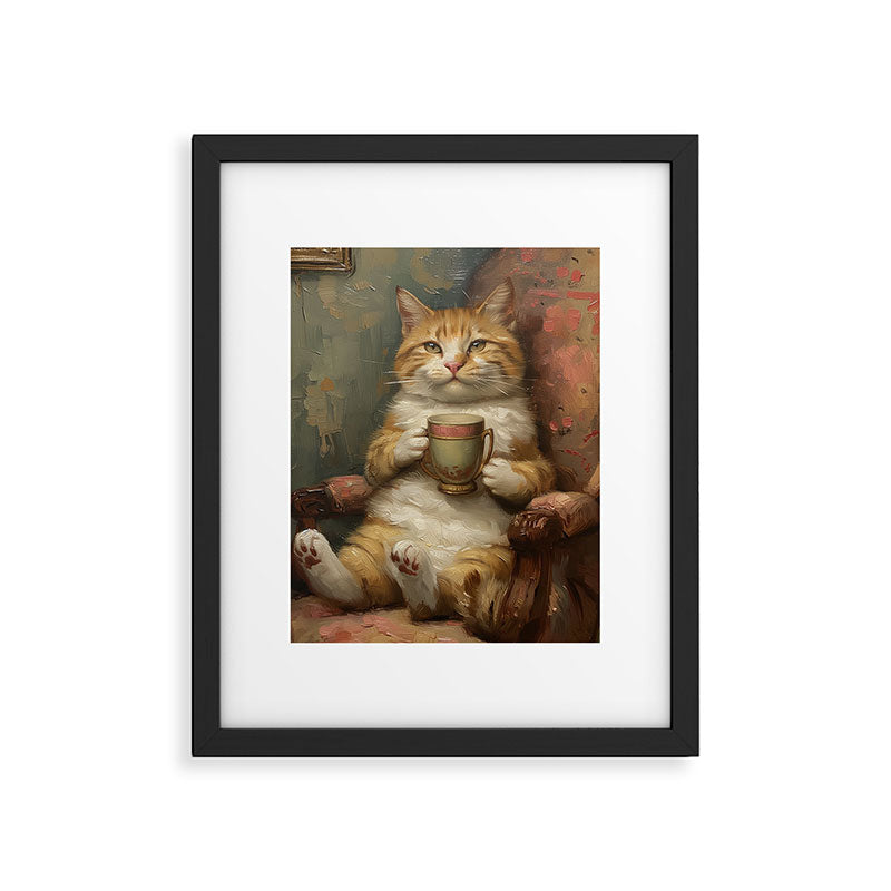 Tea Time Cat II Framed Art Print Gallery Image 5