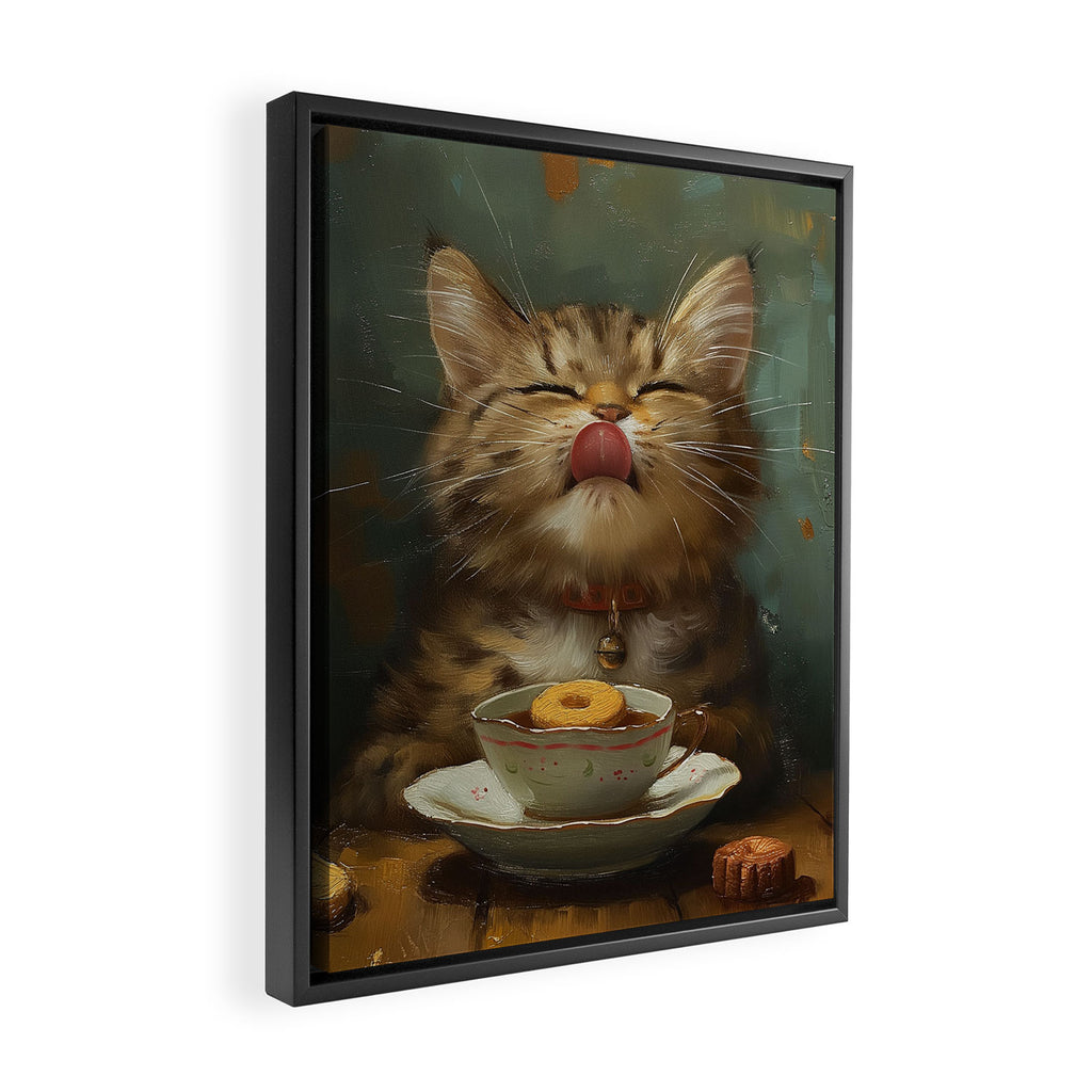 Tea Time Cat III Framed Canvas Print Gallery Image 2