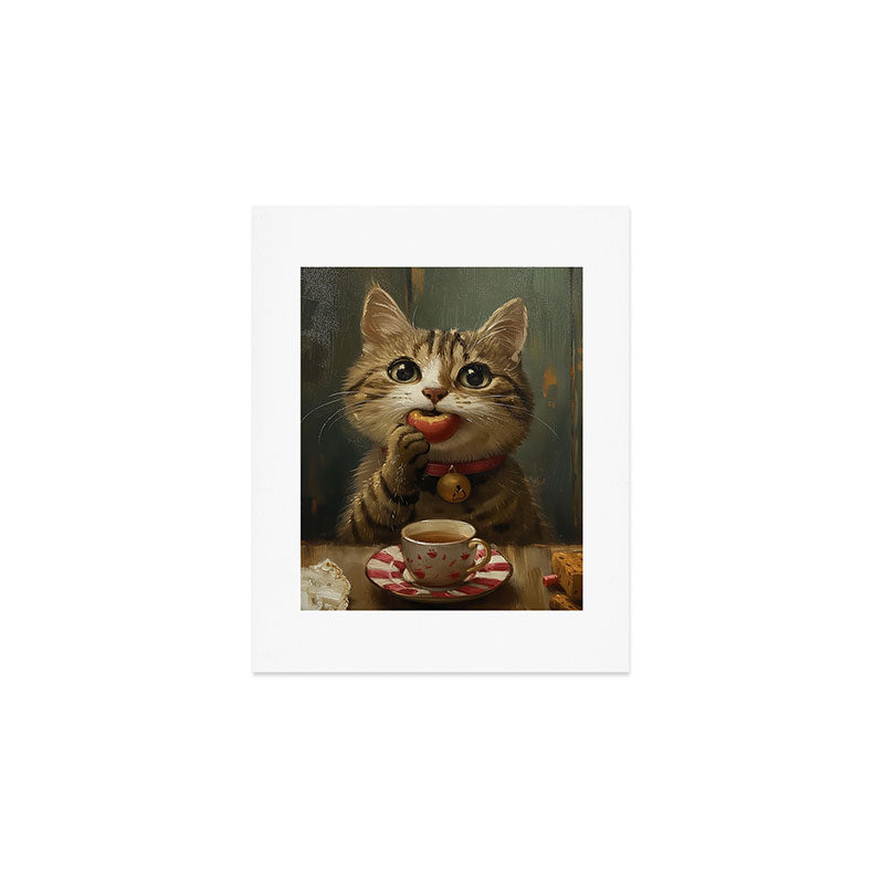 Tea Time Cat IV Art Print Gallery Image 1