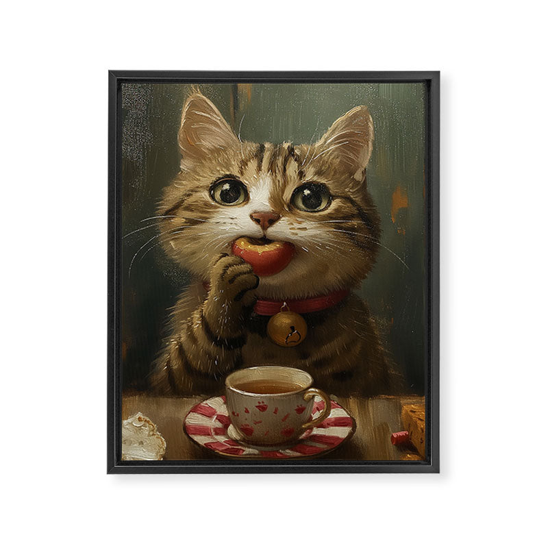 Tea Time Cat IV Framed Canvas Print Gallery Image 6