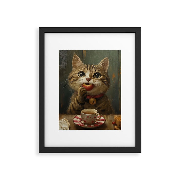 Tea Time Cat IV Framed Art Print Gallery Image 1