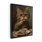 Tea Time Cat V Framed Canvas Print Gallery Image 2