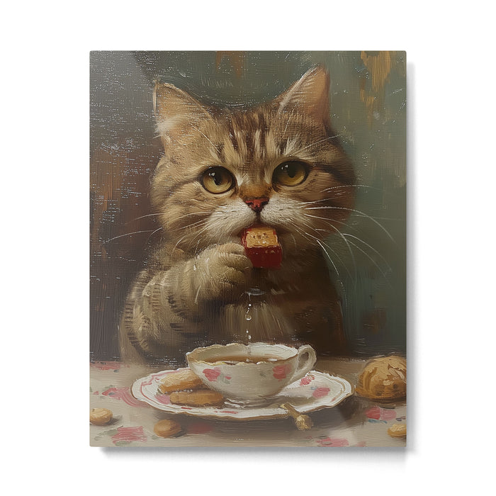 Tea Time Cat V Metal Print Gallery Image 1