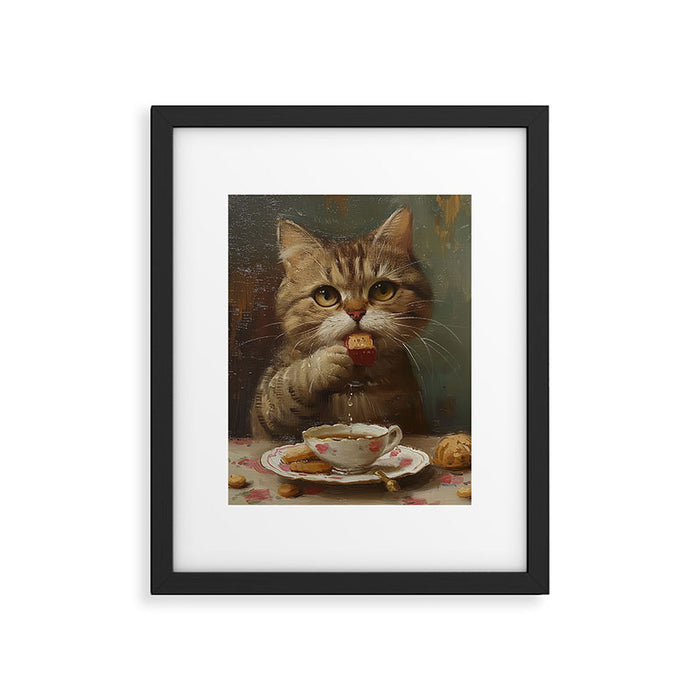 Tea Time Cat V Framed Art Print Gallery Image 1