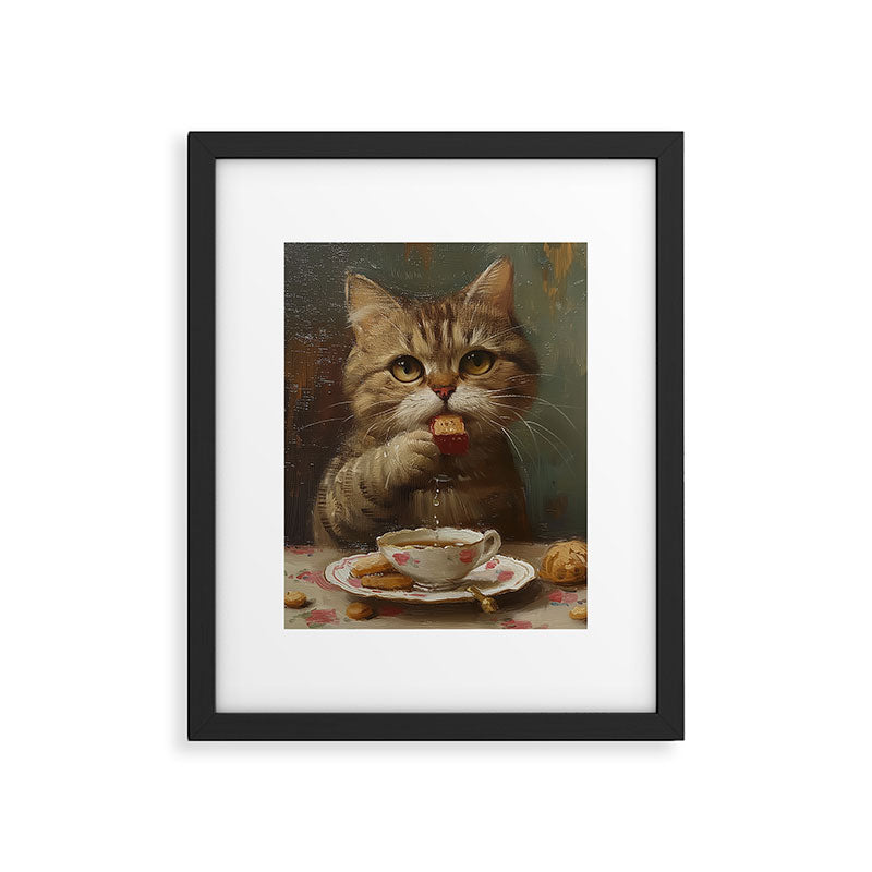 Tea Time Cat V Framed Art Print Gallery Image 5