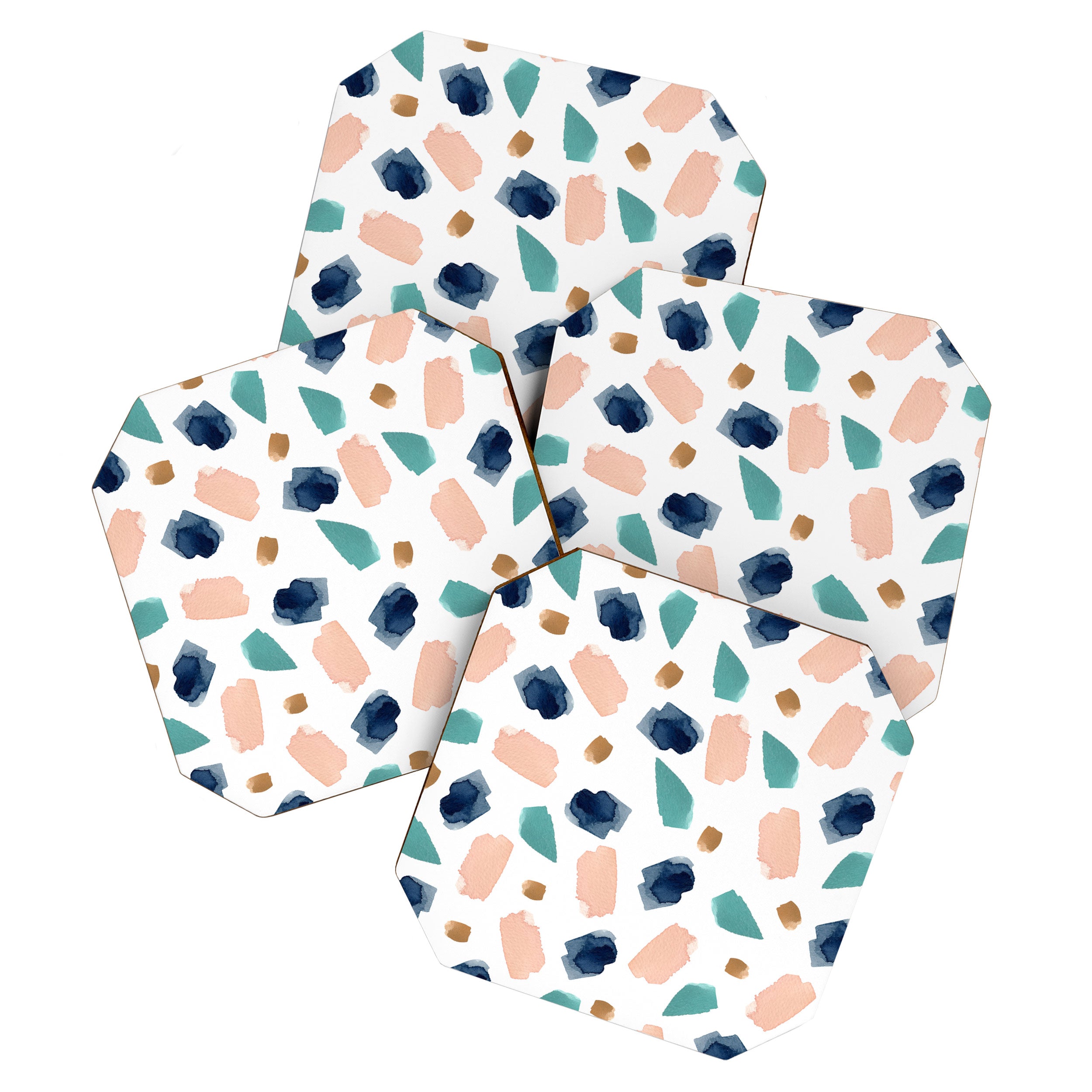 Terrazzo (turquoise, navy, pink & gold) Coaster Gallery Image 1
