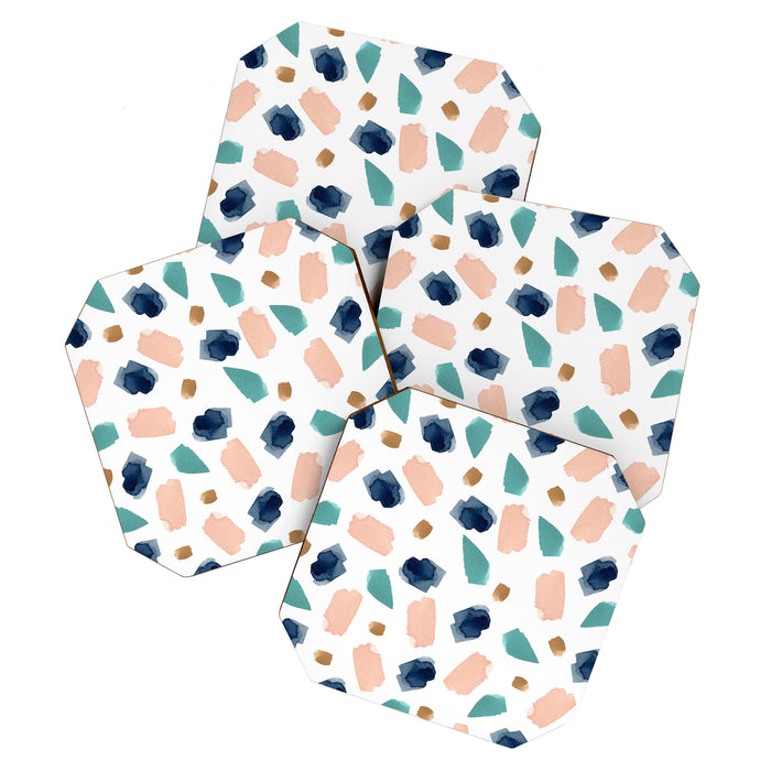 Terrazzo (turquoise, navy, pink & gold) Coaster Gallery Image 1