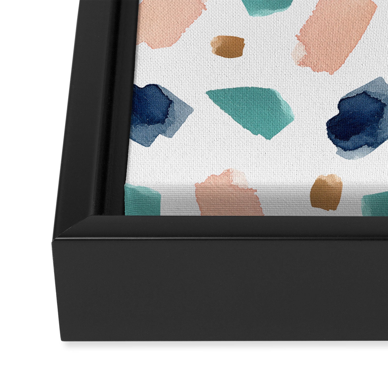 Terrazzo (turquoise, navy, pink & gold) Framed Canvas Print Gallery Image 3
