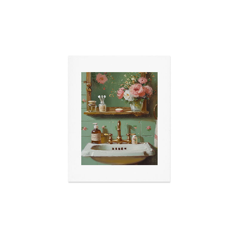 Vintage French Bathroom Vanity Art Print Gallery Image 1