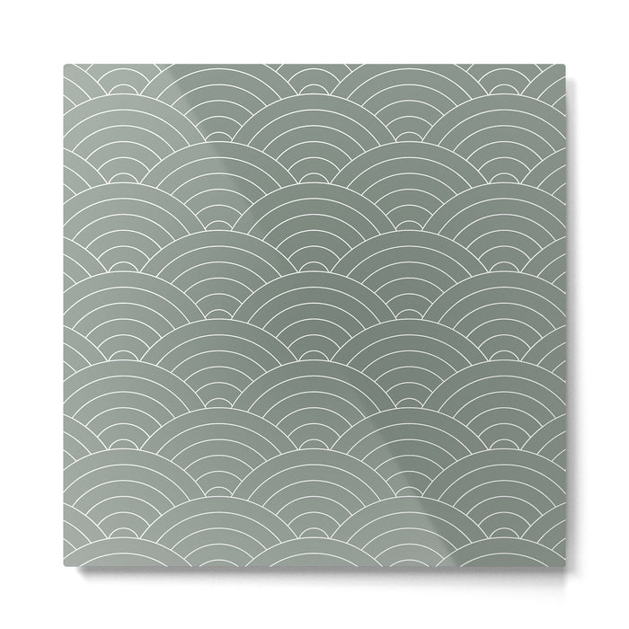 Waves (Linen Green) Metal Print Gallery Image 1
