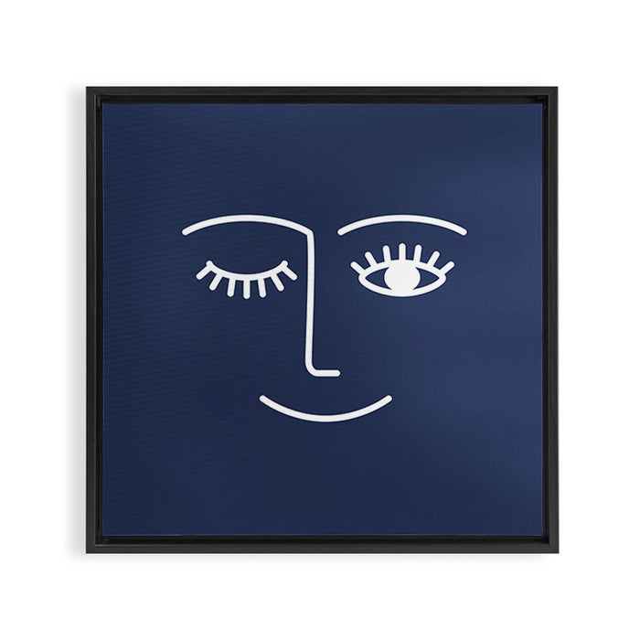 Wink (Navy) Framed Canvas Print Gallery Image 1