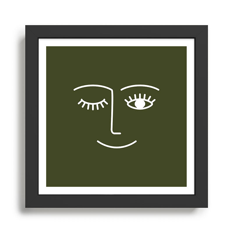 Wink (Olive Green) Framed Art Print Gallery Image 1