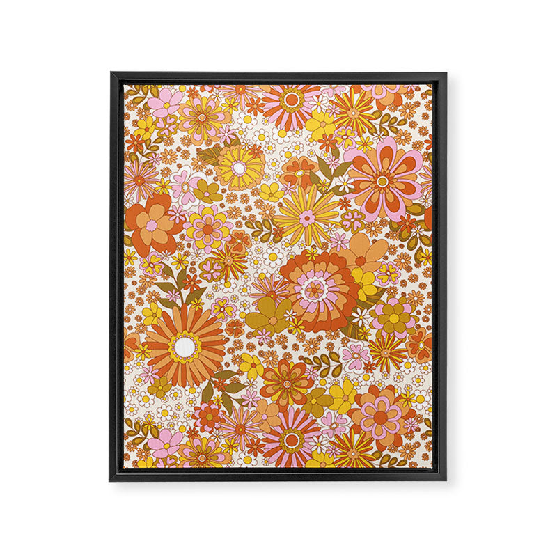 70s Floral Pattern Framed Canvas Print Gallery Image 6