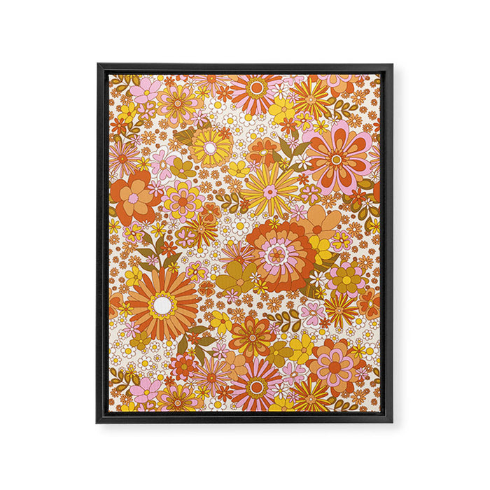 70s Floral Pattern Framed Canvas Print Gallery Image 1