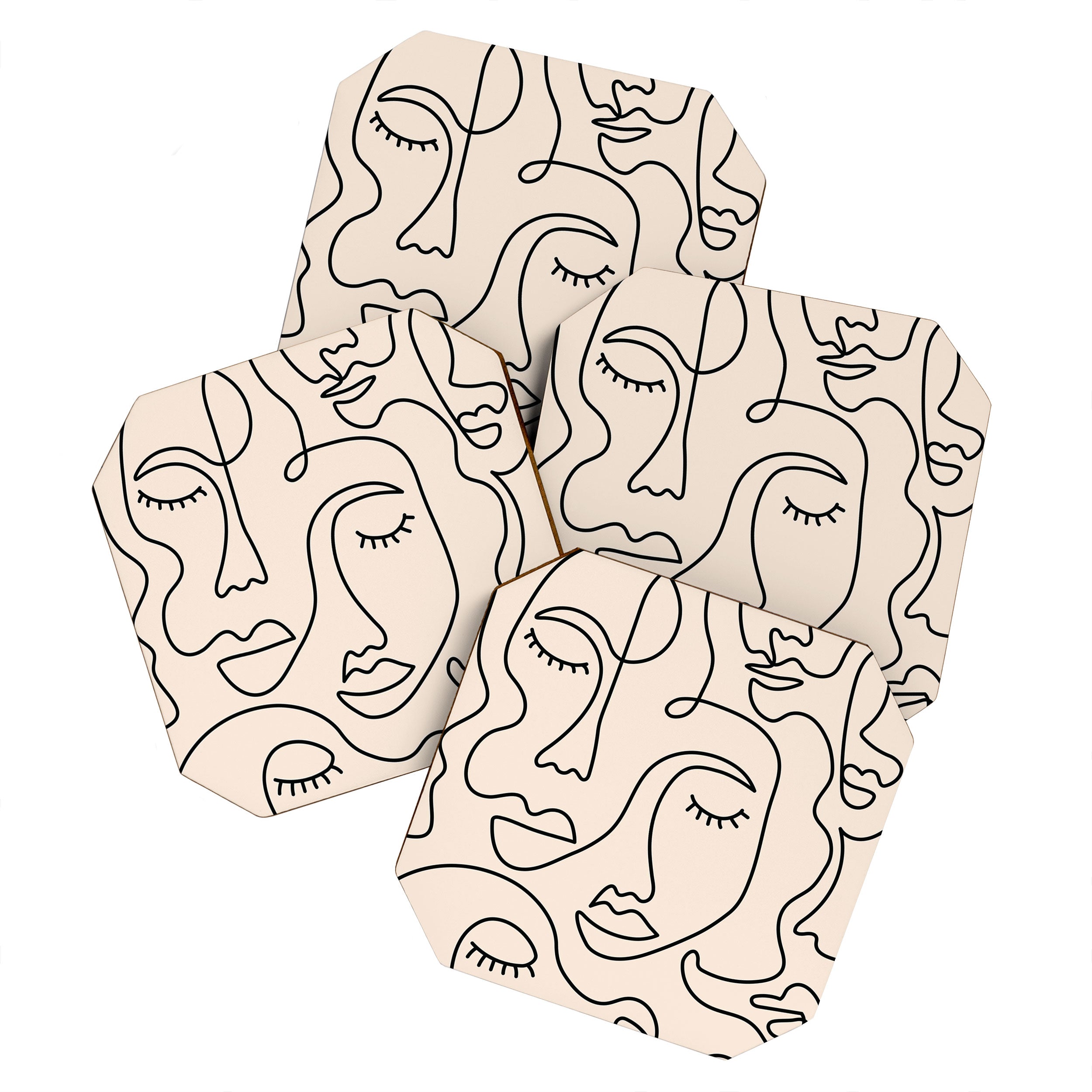 Abstract Single Line Face  Coaster Gallery Image 1