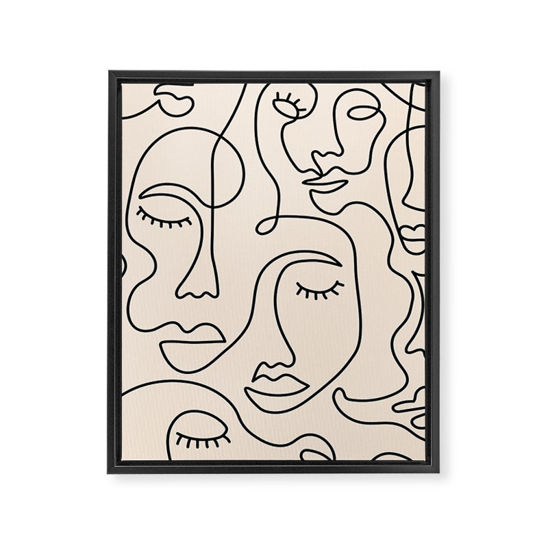 Abstract Single Line Face  Framed Canvas Print Gallery Image 6