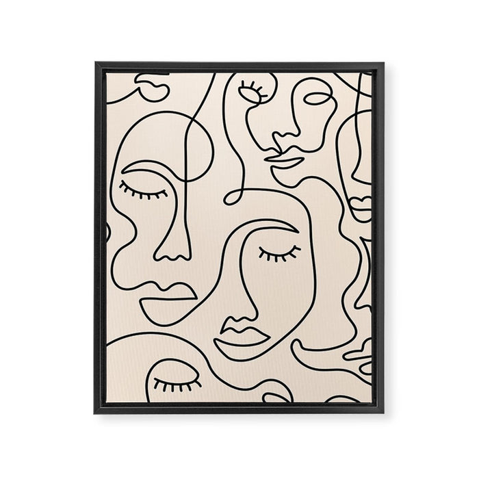 Abstract Single Line Face  Framed Canvas Print Gallery Image 1