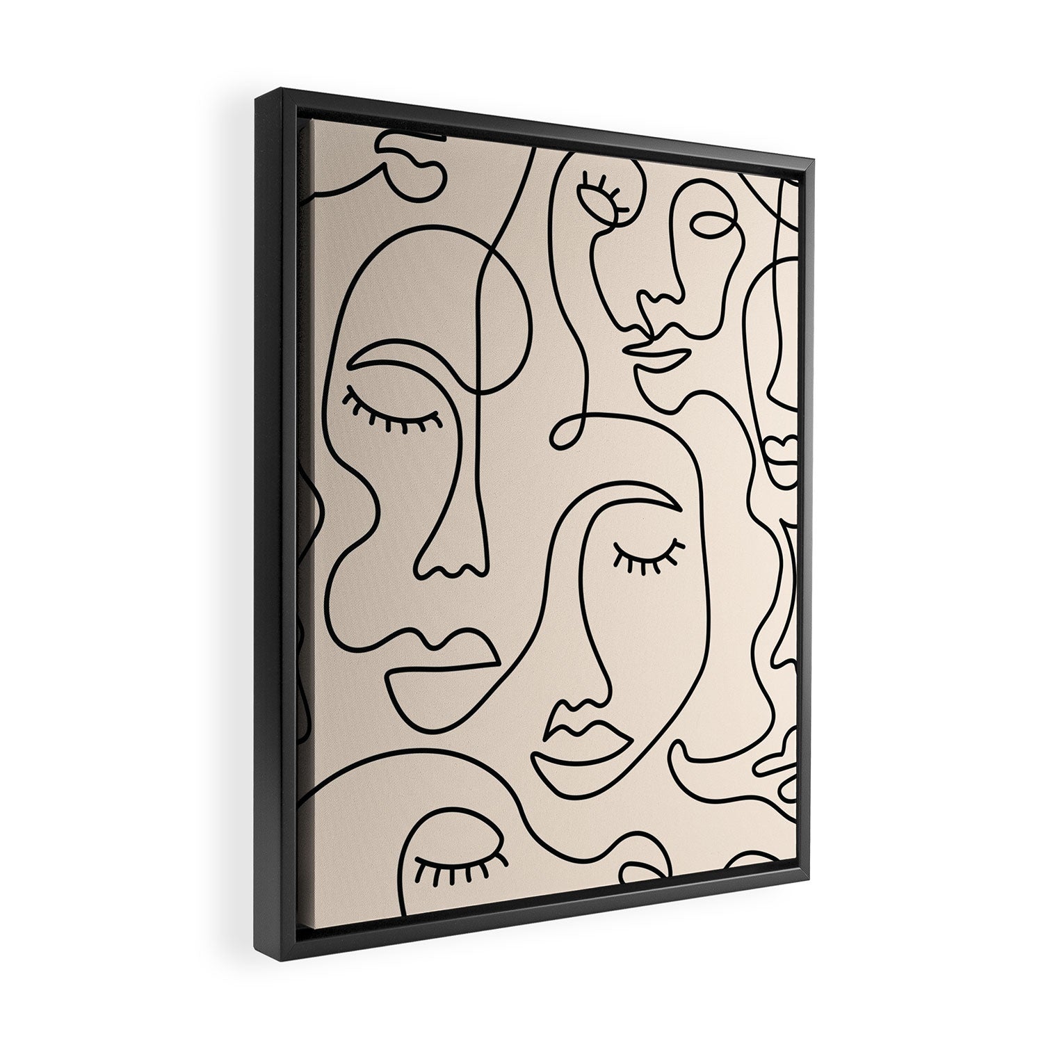 Abstract Single Line Face  Framed Canvas Print Gallery Image 2