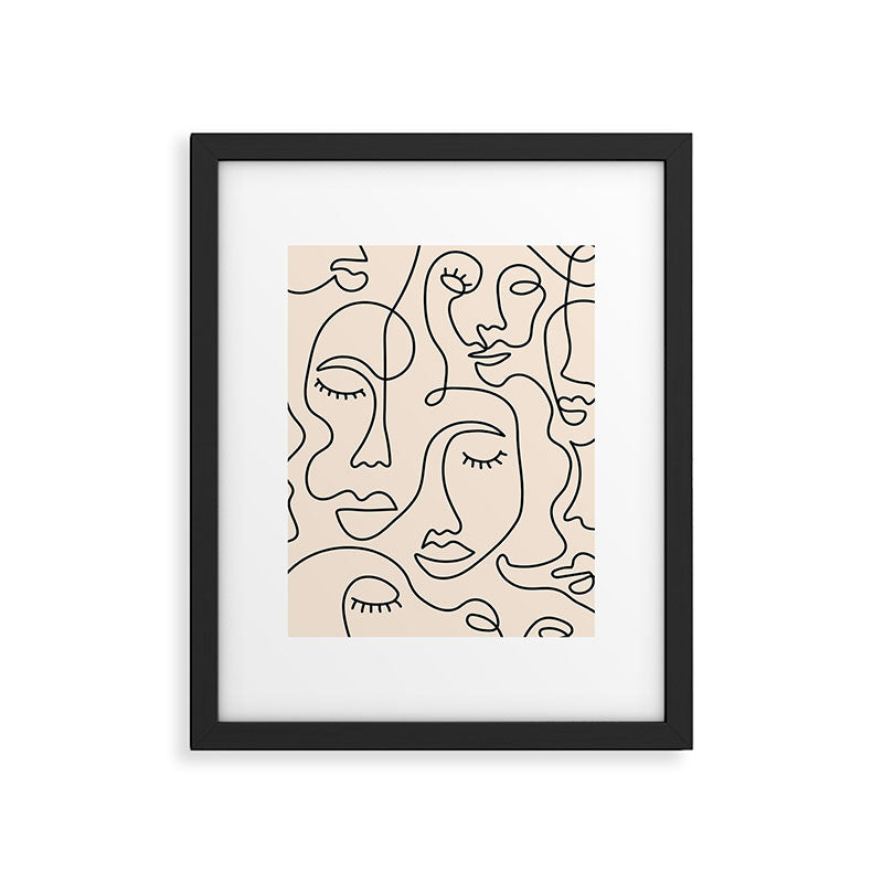 Abstract Single Line Face  Framed Art Print Gallery Image 5